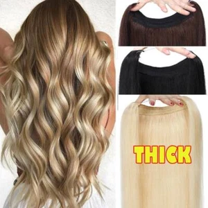 Thick One Piece Secret Wire Headband No Clip in Remy Human Hair Extensions - Picture 1 of 42