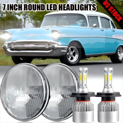Par para 1955 1956 1957 Chevy Bel Air 7 pulgadas faros LED redondos lámpara Foto 1 de 4