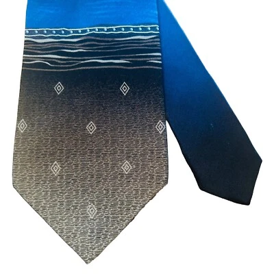 Alexander Julian Colours Men's 100% Silk Ombre Geometric Striped Necktie Blue - Image 1 of 4