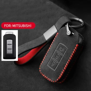 Full Suede Covered Key Fob Remote Protector Holder Cover Case For Mitsubishi ASX - Picture 1 of 8