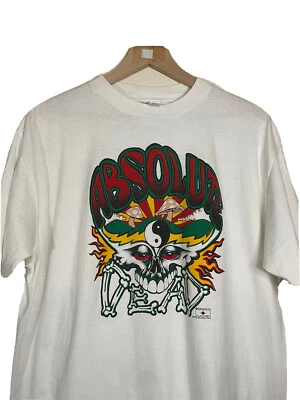 Vintage Grateful Dead T-shirt XL White Absolute Mushroom Yin Yang Art VTG - Image 1 of 4