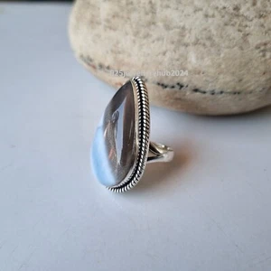Owyhee Blue Opal Gemstone Ring 925 Sterling Silver Statement  Ring PG4915 - Picture 1 of 4