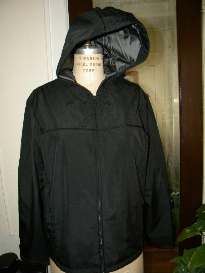 Kenneth Cole New York Mens  Black Hooded Zip Front Lined Rained Jacket - Medium  - Image 1 of 4