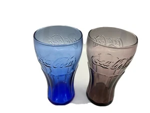 Lote de 2 vasos de gafas de coca cola 6 oz azules/púrpura* coleccionables - Imagen 1 de 4