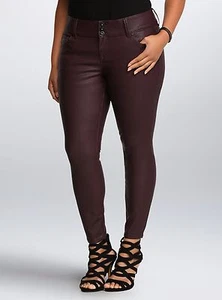 Torrid Premium Faux Leather Jegging Oxblood Plum Short Plus Size: 26W 26 #84776 - Picture 1 of 2