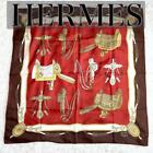 Hermes Scarf Silk Carres 90 Harness Armor Red _1233