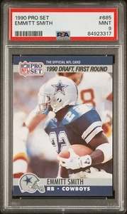 1990 PRO SET #685 EMMITT SMITH PSA 9 MINT ROOKIE RC HOF DALLAS COWBOYS - Picture 1 of 2