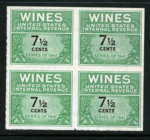 Bigjake: RE-120, 7 1/2 cent Wine Block of 4, Unused, NGAI - Picture 1 of 1