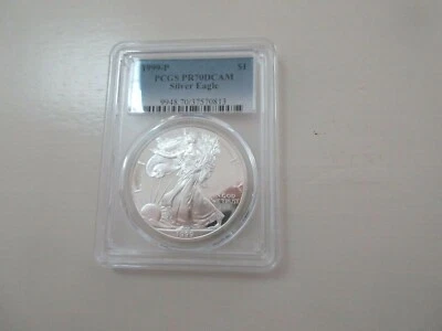 1999-P  PCGS  PR70DCAM  Silver Eagle  9948.70/37570813 - Image 1 of 4