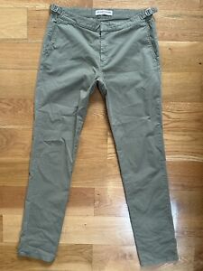 Orlebar Brown  Cotton Blend chino pants trousers 32 Side Tab $400 Olive  Green