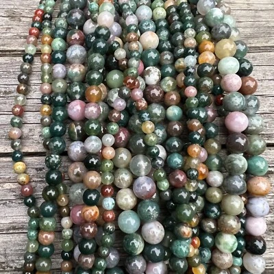 Echte Indischer Achat 4 6 8 10mm Perlen 38cm Strang Natürliche lose perlen - Bild 1 von 4