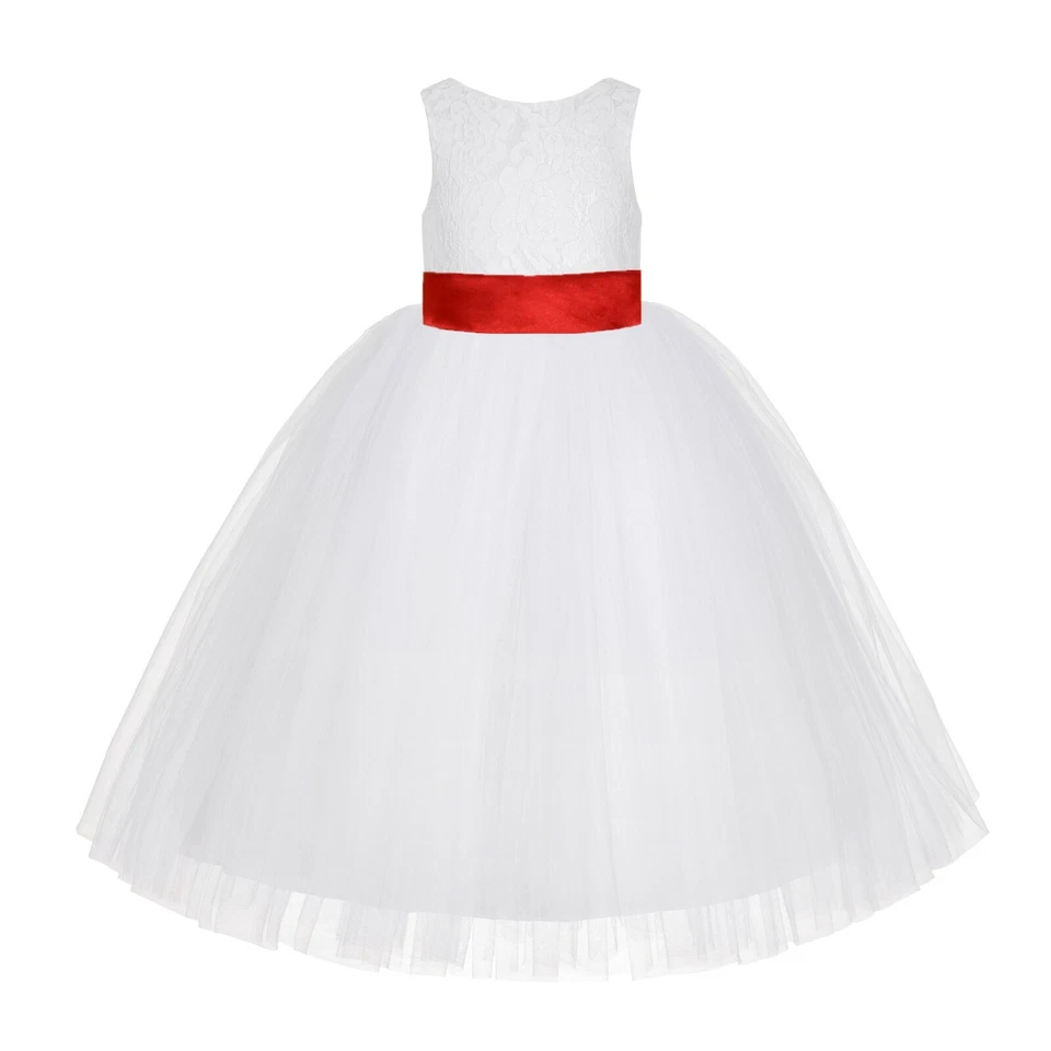 White Lace Flower Girl Dress Wedding Bridesmaid Dress Graduation Dress Birthday - Image 1 of 1