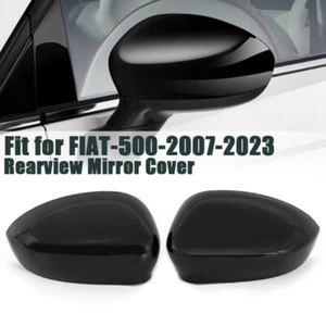 Par Tapa Tapa Espejo Retrovisor Negro Brillo Repuesto para Fiat 500 2007-22 2023 - Imagen 1 de 7