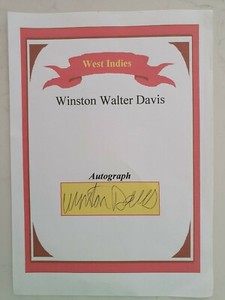 WINSTON DAVIS QUALITY SIGNED A4 SPECIAL AUTOGRAPH PAGE WEST INDIES CRICKET