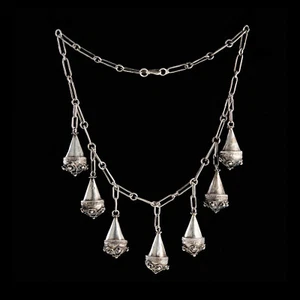 Collar de plata antiguo raro en estilo oriental. Principios del siglo XX. Único - Imagen 1 de 9