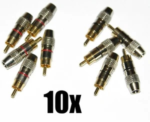 10x enchufe Cinch - HIGHEND - RCA - para soldar - (sw/rt) dorado ORO - Imagen 1 de 1