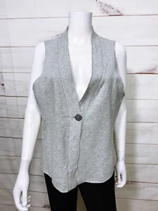 J Jill Womens Sweater Vest Size M Gray V-Neck One Button Sleeveless - Picture 1 of 7
