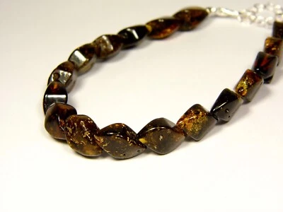 Pulsera Serpiente Ámbar Báltico 8-10" Negro Marrón Verde Natural Piedra Genuina 5512 Foto 1 de 4