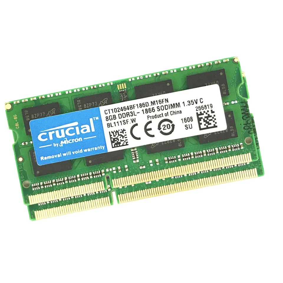 Crucial DDR3L 1866MHz PC3-14900 Laptop Memory RAM DDR3L 16GB(2 x 8GB) 2Rx8 1.35V - Image 1 of 4
