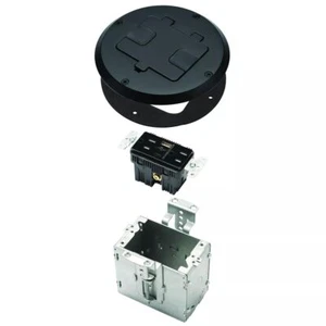 RACO Floor Box Kit 6239ACBK Black 15A/125V Duplex Receptacle Outlet vement - Picture 1 of 8
