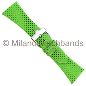 26mm Glam Rock Green W/ Black Holes Genuine Calf Leather Watch Band EZ PINS - Picture 1 of 5