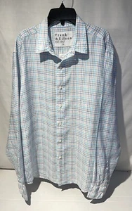 Frank & Eileen FINBAR Shirt 100% Linen Men’s Sz XL 46 Chest Plaid Button Up - Picture 1 of 16