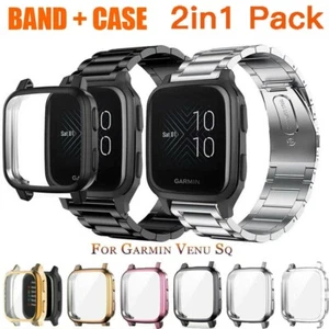 Edelstahl Uhrenband + Full Case Cover für Garmin Venu SQ Armband - Bild 1 von 37