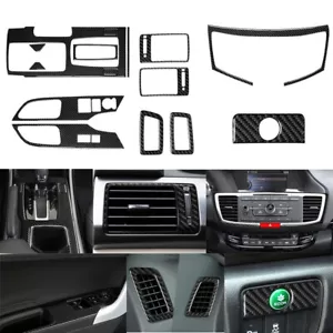 For Honda Accord 2013-2017 Carbon Fiber Interior Full Set Kit Trim Cover 15Pcs - Foto 1 di 10