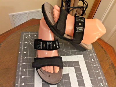 Sandalias de cuña Abeo para mujer talla 10N Catie Slide BIO-System de cuero negras/grises Foto 1 de 4