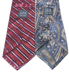 (2) IKE BEHAR-Gentlemen's Woven Silk/Silk Cttn, Handmade Designer Dress Ties - Picture 1 of 3