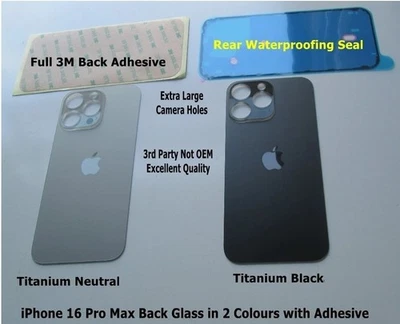 CELINE PARTS iPhone 16 Pro Max Back Glass Battery Cover Replacement in 2 Colours + Adhesive