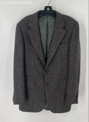 Cricketeer Black White Herringbone Wool Long Sleeve Two Button Mens Blazer - Image 1 of 4