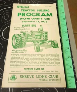 Wayne County Fair 1973 Tractor Pulling Program Oliver 1855 - Imagen 1 de 4