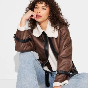 Women's Faux Shearling Aviator Jacket - Wild Fable - Picture 1 of 6