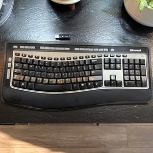 Microsoft 6000 V3 Wireless Laser Keyboard Desk Ergonomic USB Receiver Works - Picture 1 of 6