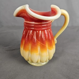 Jardinera de vidrio de escoria artística Kanawha de colección - naranja amarillo blanco remolino - Imagen 1 de 8