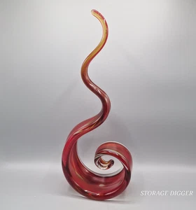 Vintage Pier 1 Murano Style Swirl Glass Sculpture 16" Red Orange Fire Flame Art - Picture 1 of 14