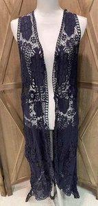 Cato Women’s Sz 22/24 Sheer Cardigan Crochet Cover Up Blue - Picture 1 of 13