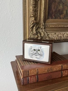 Vintage Persian Cat Wood Music/Trinket Box Derick Bown - Picture 1 of 7