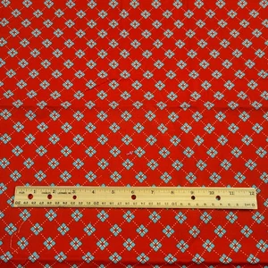 Cotton Fabric Red Blue Geometric Diamond Print 30"x44" Blooms & Berries AWM - Picture 1 of 11