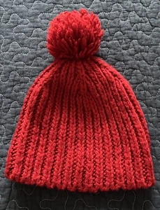 Baby Gap Size M/L - Red Pom Beanie Hat - Picture 1 of 2