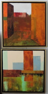 Par de pinturas al óleo originales de impresionismo arquitectónico Daniel E. Smith - Imagen 1 de 6