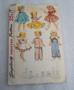 Simplicity Vintage 16-17 Doll Clothes Sewing Pattern #4509 - Picture 1 of 2