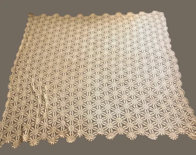 Cobertor estrella crudo ganchillo a mano vintage años 30 borde festoneado 85x84 reliquia Foto 1 de 4