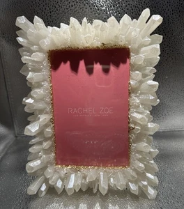Rachel Zoe White Resin Crystal Burst Rectangular Picture Frame Photo 4 x 6 Inch - Picture 1 of 11