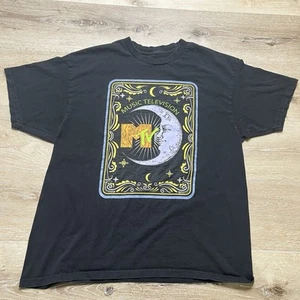 Mens Large Black MTV Graphic Moon T-Shirt Size XL Cool Logo - Picture 1 of 8
