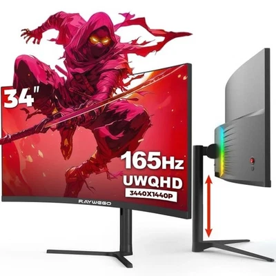 34 Inch Ultrawide Monitor 3440 x 1440P Curved Gaming Monitor,Swivel/Height...  - Image 1 of 4