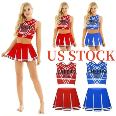 Mujeres Adultas Encantador Uniforme de Alegría Cosplay Disfraz Sin Mangas Conjunto de 2 Piezas Foto 1 de 3