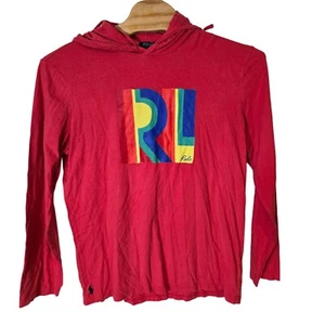 Camiseta Polo Ralph Lauren Con Capucha Talla XL Manga Larga Roja Cordón Logo - Imagen 1 de 5