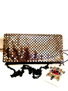 Purse Urban Expressions Josette Gold Shiny Dinner Bag/Clutch New With Tags - Picture 1 of 5
